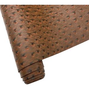 12x54 Inch Brown Ostrich Faux Leather for Upholstery Decoration,Embossed Textured Synthetic Fabric for DIY Bows Wallet Sewing Crafts