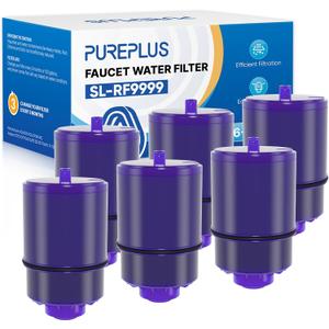 PUREPLUS NSF/ANSI 42 Certified Faucet Filter Replacement for PUR Plus RF9999 FM-2500V FM-3700, PFM150W, PFM350V, PFM400H, PFM450S, Used for Advanced & Horizontal Faucet Mounts, 6Pack