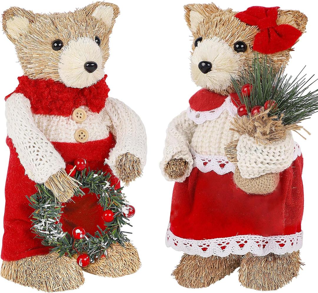 Lulu Home 2 Packs Christmas Decorations, Xmas Tabletop Ornaments for Mantel Fireplace Window Sill Holiday Indoor Decor & Gifts