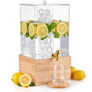 FillTouch Acrylic Drink Dispenser, 3 Gallon Beverage Dispenser with Spigot & Stand and Ice Core for Weddings Parties, Fountain, Juice, Cold Drink, Sangria, Water