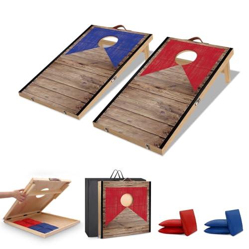 Wooden Cornhole Board Set with Bean Bags, Choose 2x1.3 ft Corn Hole Boards, Portable Outdoor & Indoor Toss Game Sets for Kids Adults and Family Party Camping Equipment