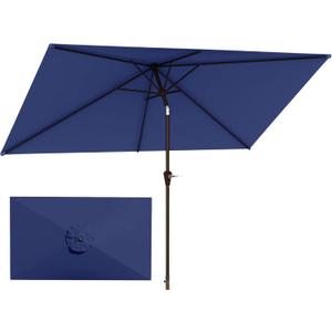6.5'x10' Rectangular Patio Outdoor Umbrella,Large Coverage with Push-Button Tilt & UV Protection,Sturdy Ribs for Deck,Lawn,Pool,Backyard