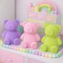 Thyle 3 Pcs Valentine's Day Velvet Flocked Bears 4 Inch Valentine Bear Table Decor Pastel Bear Statue Tabletop Centerpiece Farmhouse Bears Decorations for Valentine's Day Wedding Anniversary Shelf