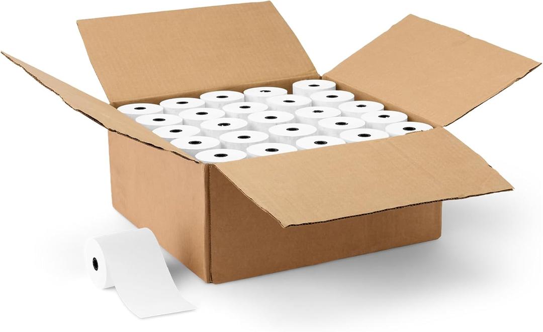 Amazon Basics Thermal Paper Receipt Rolls for POS, 3 1/8" x 230', BPA-Free, FSC Certified, White, 50 Rolls