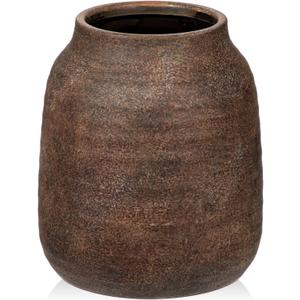 Briful Ceramic Flowers Vase Home Decor, Kitchen Dining Farmhouse Table Vases, Rustic Vintage Living Room Bathroom Bedroom Decorations for Office Coffee Desk Fireplace Shelf Mantel (8.3 Tall, Brown)
