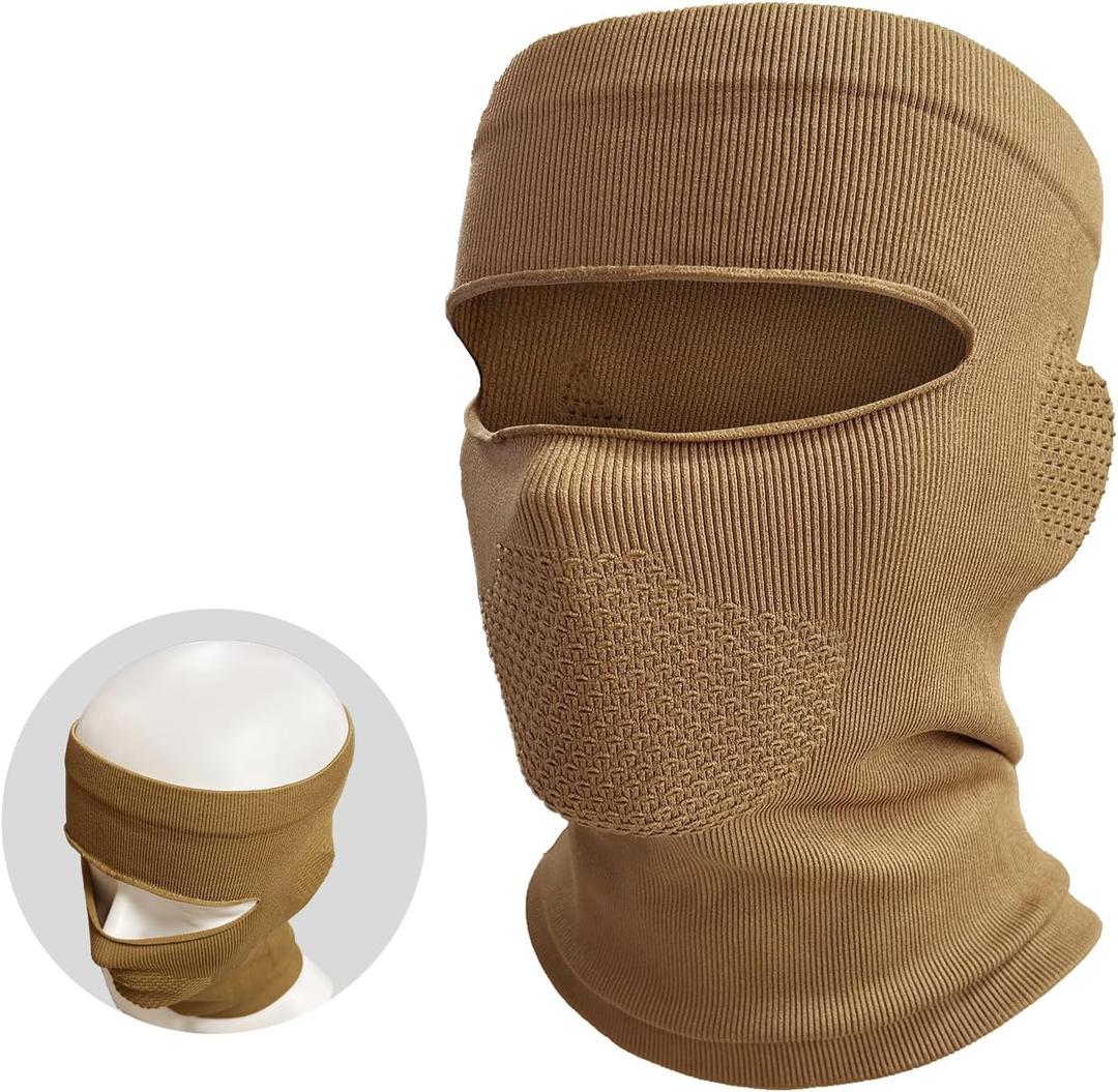 Open-top Balaclava: Ski/Motorcycle Mask, cold weather face cover (Brown)