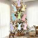 Halloscume 12 Pcs Extra Large Easter Tree Decorations 9.8 Inch Colorful Bunny Tree Picks Ornaments Pastel Easter Bunny Toppers Waterproof Polka Dot Plaid Rabbit Picks for Home Spring Party Decor
