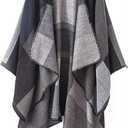 Women's Shawl Wraps Open Front Poncho Cape Oversized Sweaters Casual Cardigan Shawls for Fall Winter (Series 1-black)