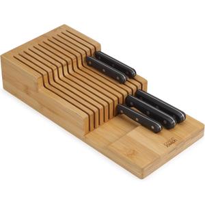 Joseph Joseph DrawerStore Knife Organizer, holds up to 12+ knives, Kitchen Organization & Drawer Storage, Bamboo (Large)