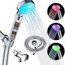 KAIREY Filtered Led Shower Head for Hard Water 7 Color Light Change Automatically Handheld Showerhead Polished Chrome with 60 Inches Stainless Steel Hose and Adjustable Bracket Filter Shower Head