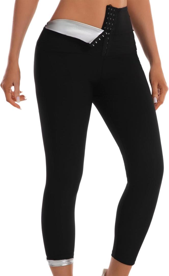 Sauna Suit for Women High Waist Slimming Tummy Control Workout Leggings, Corset Waist Trainer Sweatsuit Gym Yoga, XXL