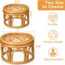 Wenqik 4 Pcs Boho Rattan Plant Stand Woven Wicker Round Riser Stand Indoor Rustic Farmhouse Natural Circle Plant Pedestal Round Accent Centerpiece for Home Kitchen Office Display, 2 Size