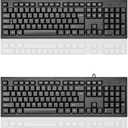 Guiheng 2 Pack Wired Computer Keyboard, Plug Play USB, Large Number Pad, LED Indicators,Ergonomic,Foldable Stands,Anti-Wear Letters Full Size Keyboard,for Windows Mac PC Laptop-Black