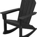 SERWALL Modern Rocking Adirondack Chair, HDPE Outdoor Rocking Chair, All Weather Patio Rocker Chair for Porch, Lawn, Garden, Backyard, Black (1 Pack)