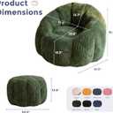 MAXYOYO Giant Bean Bag Chair with Ottoman, Pumpkin-Shaped Bean Bag Sofa with Footstool, Oversized Boneless Couch Chair in a Box, Comfy and Lazy Lounge for Dorm, Living Room, Bedroom, Green, Floor Sofa with Ottoman
