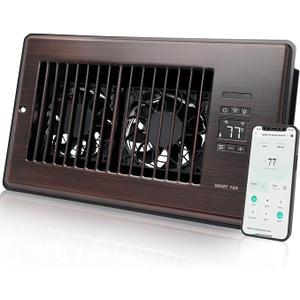 Super Quiet Register Booster Fan for 6" x 12" Register Holes, Smart Register Vent with Dual Intelligent Thermostat and WIFI App Control, Heating Cooling AC Vent Fan (Oil Rubbed Bronze)