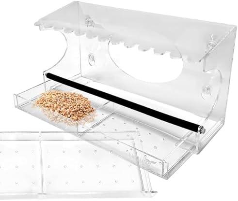 Nature Gear Acrylic Clear Window Bird Feeder with Strong Suction Cups, Removable Sliding Seed Tray, Weather-Resistant & Easy to Clean for Window Viewing, Extended