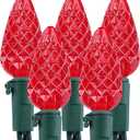 C5 LED Red Christmas Lights, 100 LED 33ft Christmas tree Lights, 120V UL Certified Christmas Lights Set Connectable for Xmas Patio Party Roof Holiday Indoor Outdoor Decoration, Red