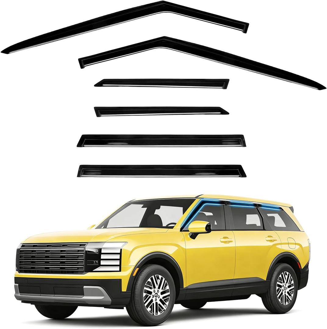 Palisade Rain Guards - Window Visors for Hyundai Palisade 2026, Out-Channel Side Window Rain Guards for Palisade Accessories, 6PCS, Black, Car Accessories