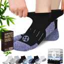 Nonlut Diabetic Socks for Men,6 Pairs Low Cut Neuropathy Mens Diabetic Socks 9-11/10-13(White+Black+Grey+Black+White+Light Blue-Medium)