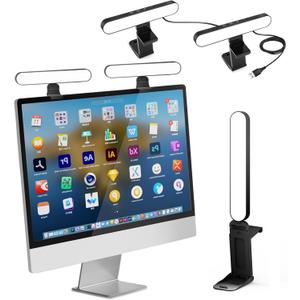 UBeesize Video Conference Lighting, LED Streaming Light for Video Calls, Webcam Light with Adjustable Monitor Mount, Zoom Lighting for Computer, Laptop Ring Light for Video Recording, Double Kit