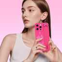 for iPhone 16 Pro Max Case with Wrist Strap Elegant Bow Ribbon Design with Adjustable Wristband Kickstand Shockproof Soft TPU Camera Protection Phone Cover for Women Girls - Hot Pink Bow