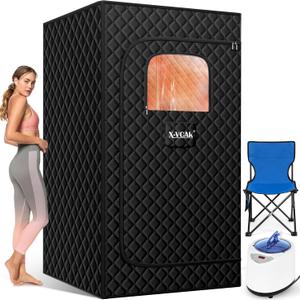 Upgraded Sauna Box for Relaxation, Detoxification, Portable Steam Sauna for Home with Steamer, 9 Levels, 2.6 x 2.6 x 5.9 (Black)