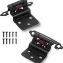 Taokyid 3/8 Inch Inset Cabinet Hinges Matte Black,Offset Self Closing Cabinet Hardware Hinges for Kitchen/Bathroom/Furniture Cabinets & Doors,Flush Face Mount Cupboard Hinges(4 Pack)