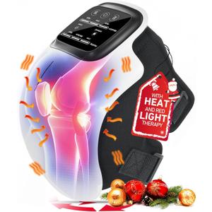 Knee Massager, Large LED Screen, Adjustable Temperature,Cordless Knee Massager with Heat and Vibration, Portable Massager for Knee Discomfort, Longer Knee Straps 48CM