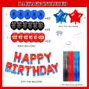 Red Spider Web Birthday Decorations For Boys,Large Number Balloons for Kids Party Decorations,Happy Birthday Banner,Foil Fringe Curtains