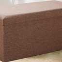 DAYARD Linen Fabric Storage Ottoman Foot Stool, Foldable Storage Bench for Bedroom, Living Room, Coffee (Medium)