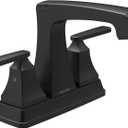 Delta Faucet Ashlyn Centerset Bathroom Faucet, Black Bathroom Sink Faucet, 2 Handle Bathroom Faucet, Diamond Seal Technology, Metal Drain Assembly, Matte Black 2564-BLMPU-DST