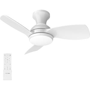 Consciot Ceiling Fans With Lights, 30 Inch Ceiling Fan Remote Control, Modern Ceiling Fan, Flush Mount, for Bedroom, Dimmable, Small Ceiling Fans, Noiseless (White)