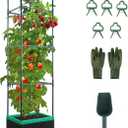 Raised Garden Bed with Self Watering Garden Pots, Planter Box with Trellis for Climbing Plants Vegetable Vine Flowers, Tomato Cage Planter for Indoor Outdoor Yard Greenhouse Use