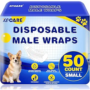 Disposable Male Dog Wraps, S Size, 50 Diapers
