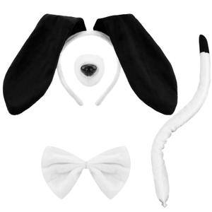 Dachshund Dog Costume Set, Dog Ears Headband Tail Bow Tie Nose Dachshund Gifts, Puppy Animal Ears Costumes Party Accessories for Women Girls (Black White)