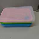 3 Pack Plastic Sensory Bins, Portable Clear Lid Sandbox Container with Handle 15 Stickers, Large Sand Water Play Tray Crafts Organizers for Sand, Water, Beads (Blue, Green, Pink)