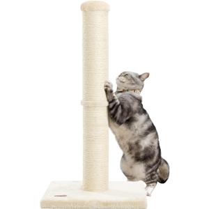 Karolpar 34inch Cat Scratching Post with Natural Sisal Rope 4.3Inch Large Diameter Scratcher Post Tree for Indoor Cats Beige