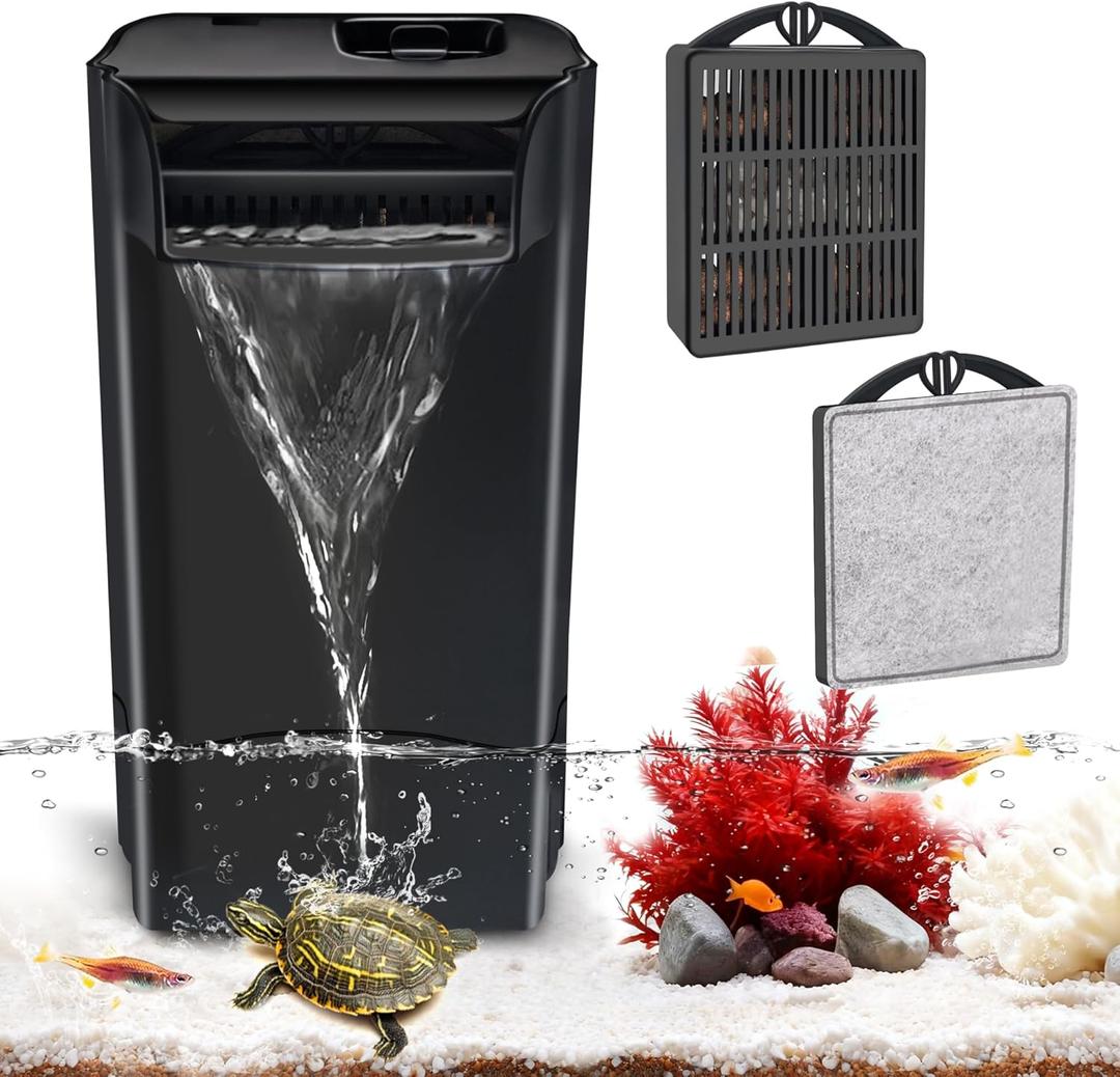 GOZILLA 8W 148GPH Turtle Tank Filter,Aquarium Filter for Low Water Level Tank,Adjustable Water Flow Turtle Filter for Turlte Tank, Fish Tank Filter for 10-30 GAL Aquarium Tank. (Black)