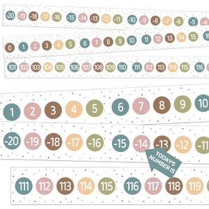 COCHIE Boho Number Line Bulletin Board Border - 20 to 120 Classroom Decorations for Wall Total 34ft, Math Number Lines Border Strips Learning Poster Supplies for Students, Teachers (Bohemian)