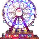 Christmas Rotating Ferris Wheel with LED Lights, 18" Big Christmas Animated Decorations, Creates Festive Atmosphere