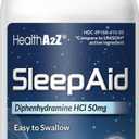 HealthA2Z Sleep Aid, Diphenhydramine Softgels, 50mg, Supports Deeper, Restful Sleeping (250 Counts) (250 Count (Pack of 1))