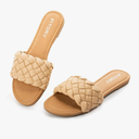 FITORY Womens Flat Sandals Fashion Round Open Toe Slip On Slides with Braided Strap Slippers for Summer Size 11