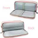 allydrew Large Capacity Pencil Case, 3 Compartment Pencil Pouch for Stationery Pens, Pink
