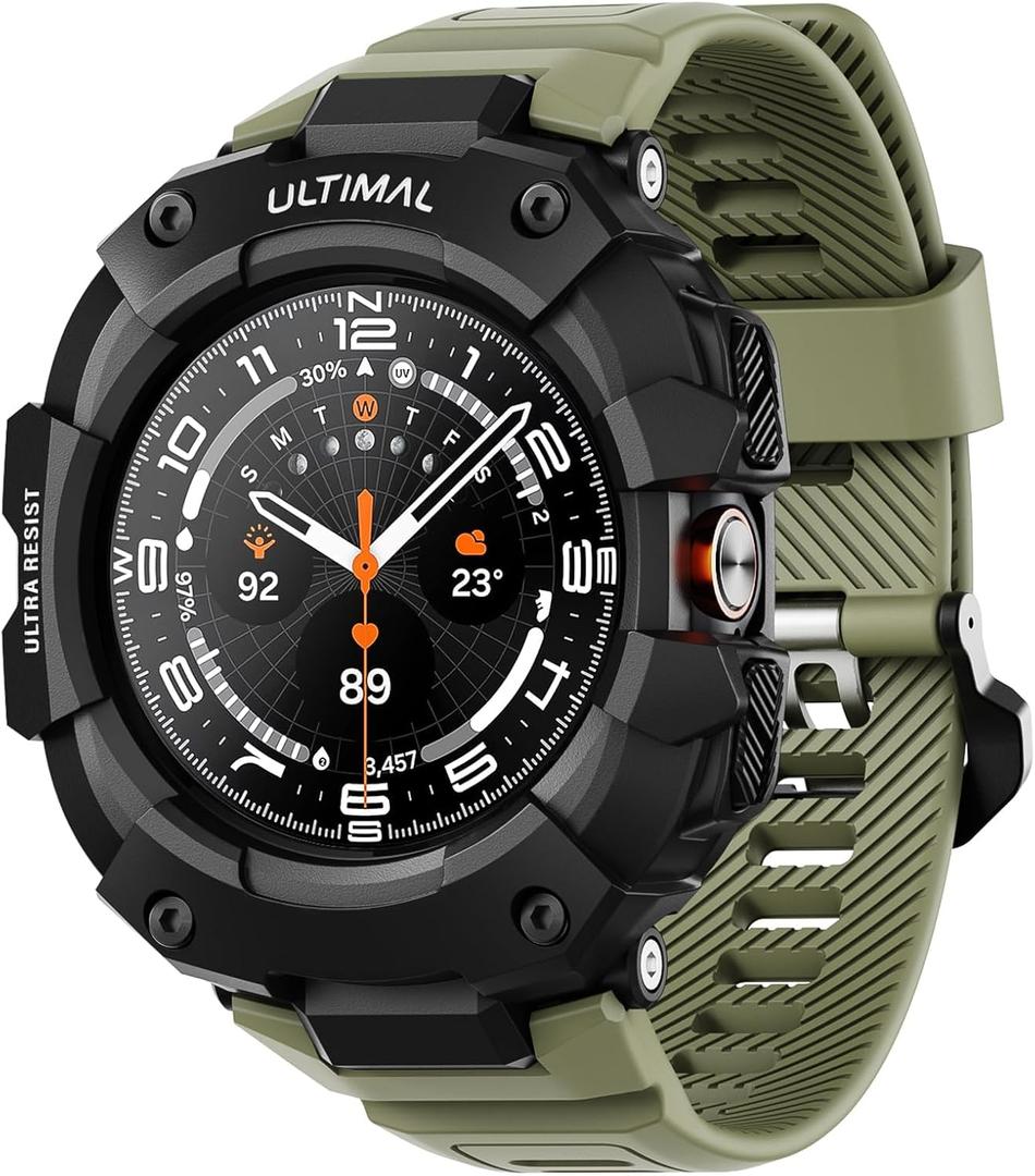 ULTIMAL Bands Compatible with Samsung Galaxy Watch Ultra 47mm band with case for Men, Rugged Sports Case Protective for Galaxy Watch Ultra (2025/2024) Army Green