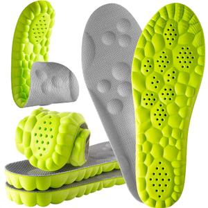 4D Cloud Steppers Insoles for Men and Women - Shock Absorption Inserts, Soft Anti-Fatigue, Relieve Foot Pain, Memory Foam Insoles for Shoes, Boots & Sneakers (Green, Men: US 4-7/ Women: US 5-8.5)