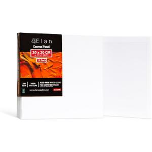 Elan Canvas Boards for Painting 7.9x7.9 Inch, 12-Pack 100% Cotton Acid-Free Blank Canvases for Painting 8oz, Triple Primed 7.9x7.9 Canvas Panels
