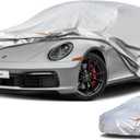 Kayme 6 Layers Car Cover Waterproof All Weather for Automobiles, Outdoor Full Cover Rain Sun UV Protection, Universal Fit for Porsche 911 996 997 991 992, Chevrolet Corvette, Acura NSX (178-185 inch) (Aluminum-Silver)