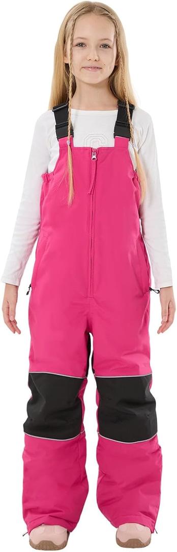 GSOU SNOW Kids Snow Bibs Girls Boys Snow Pants Ski Bib Overall Waterproof Windproof Warm for Winter (3-16Years) (Rose Red)