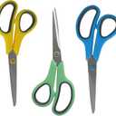 Westcott 8" Straight Stainless Steel Soft Handle Scissors, Assorted Colors, Pack of 15